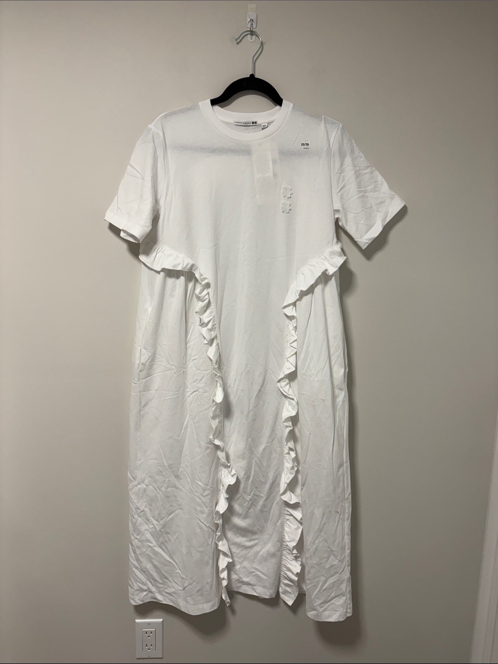 Cecilie Bahnsen x Uniqlo White Ruffle-Trim Midi t shirt Dress